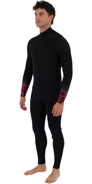2026 Hurley Mens Air Bubblee Degrade 3/2mm Chest Zip Wetsuit MFSTL13312 - Black Bubble